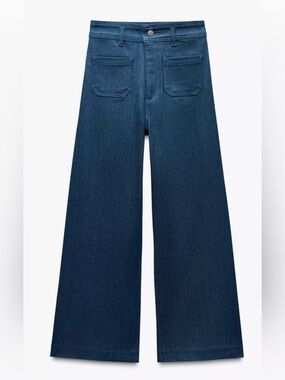 Zara ZW High Waist Wide Leg Front Pocket Jeans “Indigo” (Size 12) 31